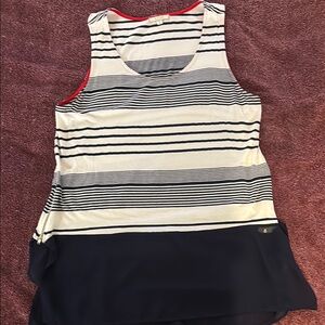 Striped Sleeveless Top - Navy and White